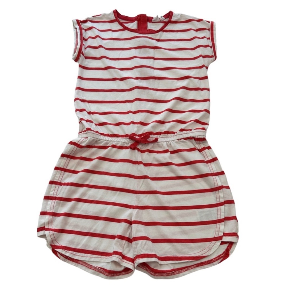 GAPKids Romper White & Orange Coral Striped Zip Back Girls Size X-Large